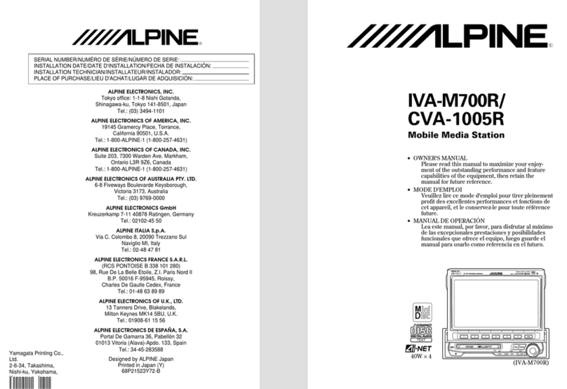 Alpine IVA-M700R owner's manual