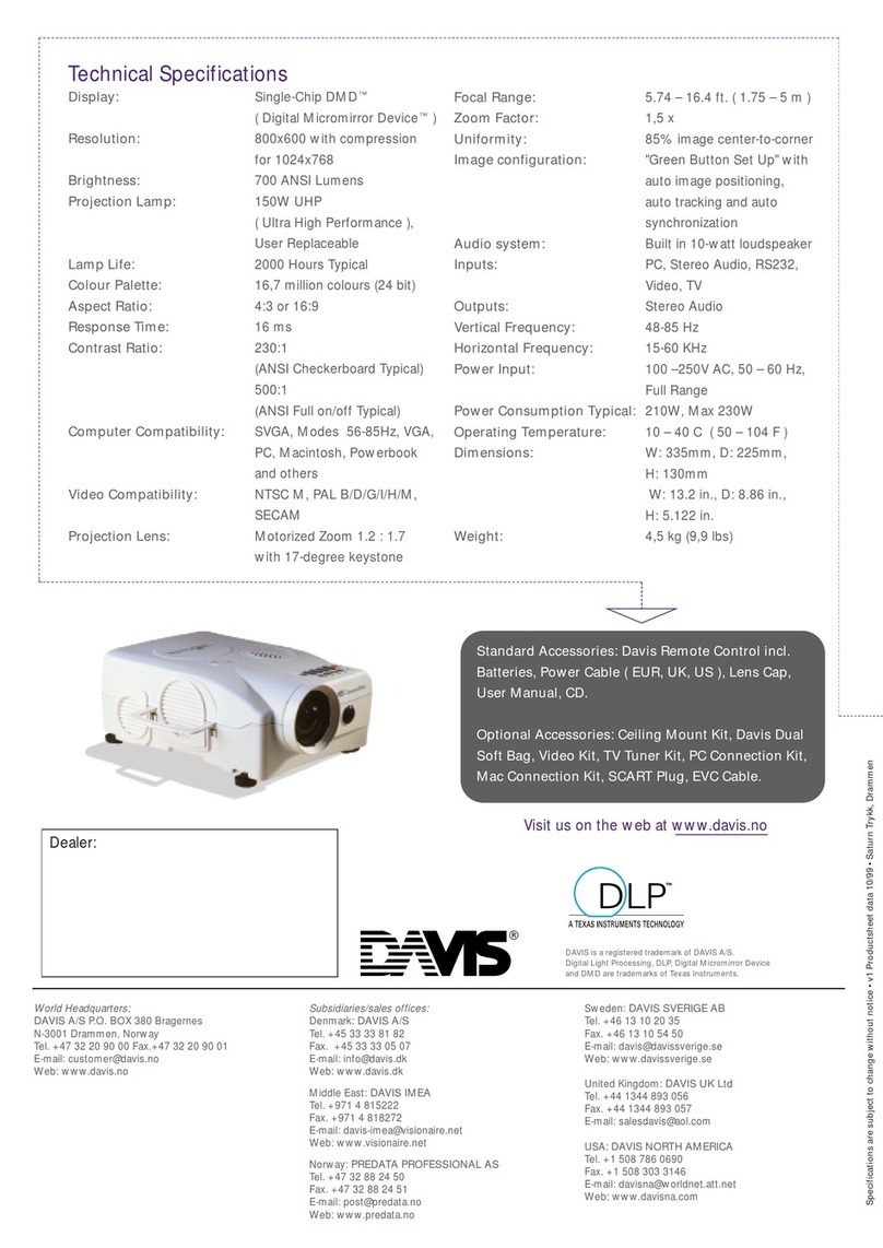 DAVIS CinemaOne Technical specifications