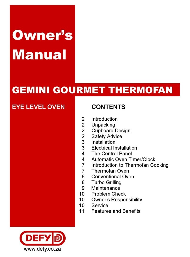 Defy GEMINI GOURMET THERMOFAN User manual