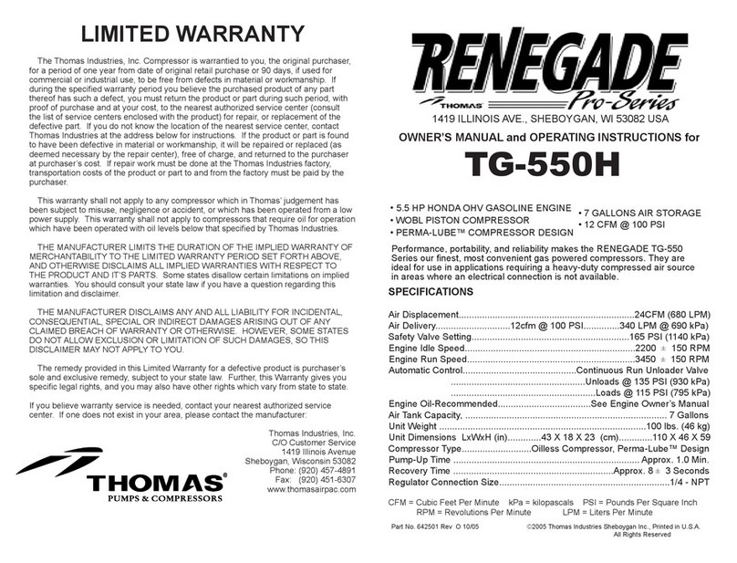 Thomas Renegade TG-550H Owner's Manual and Operating Instructions