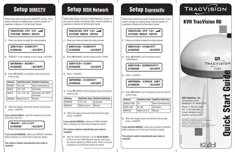 KVH Industries TracVision R6 DX quick start guide KVH Industries TracVision R6 DX quick start guide