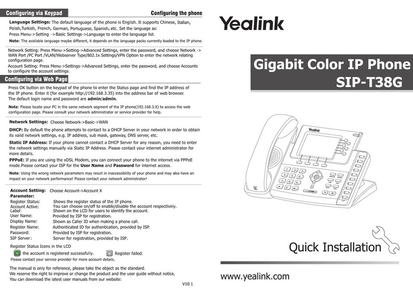 Yealink SIP-T38G User manual