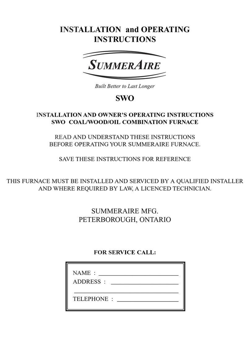 SummerAire SWO Installation and operating instructions