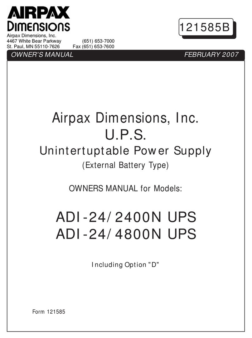 Airpax Dimensions ADI-24/2400N owner's manual