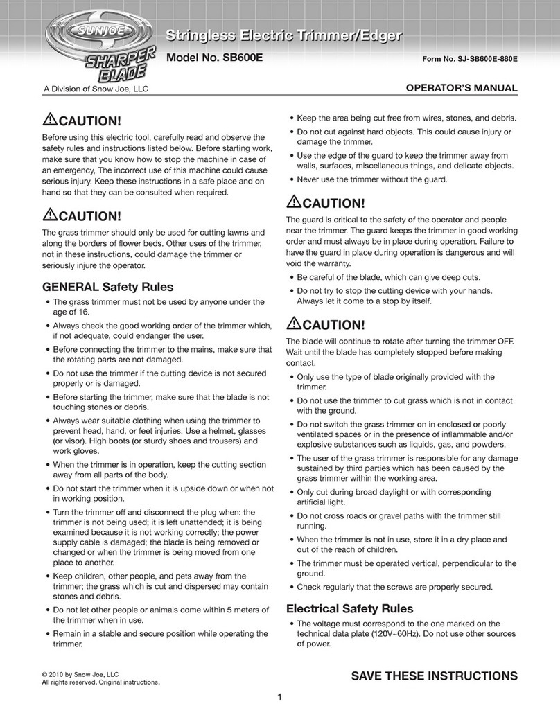 sunjoe Sharper Blade SB600E User manual