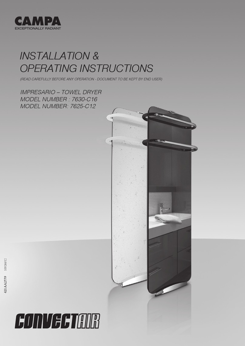CONVECTAIR IMPRESARIO 7630-C16 Installation & operating instructions