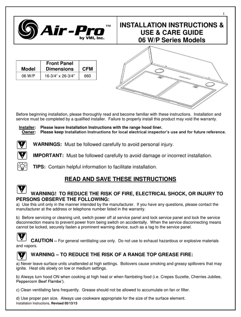 AirPro 06 P Installation instructions and use and care guide