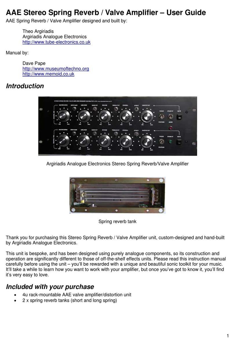 AAE Stereo Spring Reverb/Valve Amplifier user guide