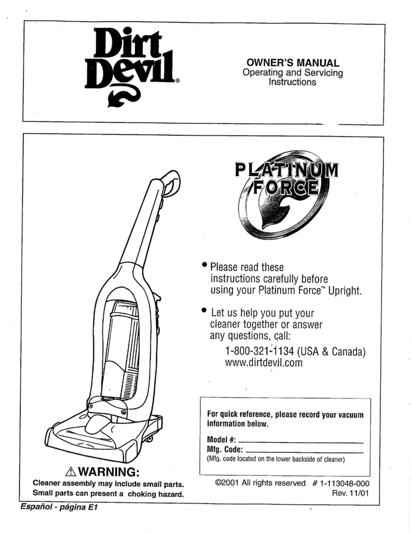 Dirt Devil Vacuum Cleaner User manual