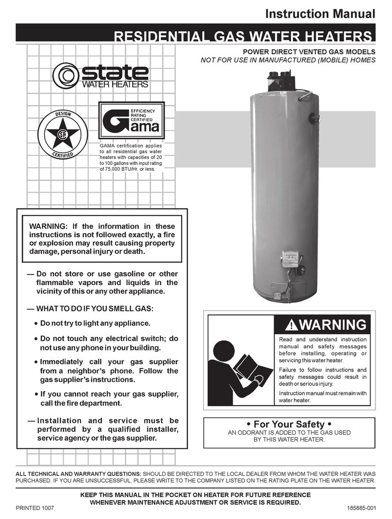 State Water Heaters Power Direct Vented Gas models instruction manual State Water Heaters Power Direct Vented Gas models instruction manual