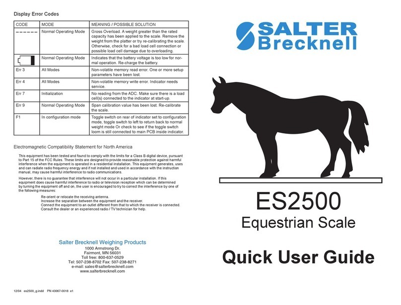 Salter Brecknell ES2500 Quick user guide
