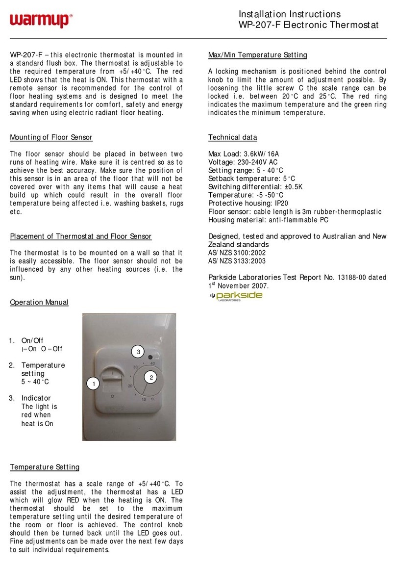 Warmup WP-207-F installation instructions Warmup WP-207-F installation instructions
