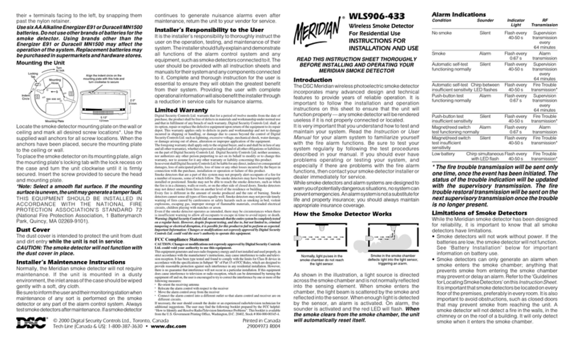 DSC Meridian WLS906-433 Instructions for installation and use DSC Meridian WLS906-433 Instructions for installation and use