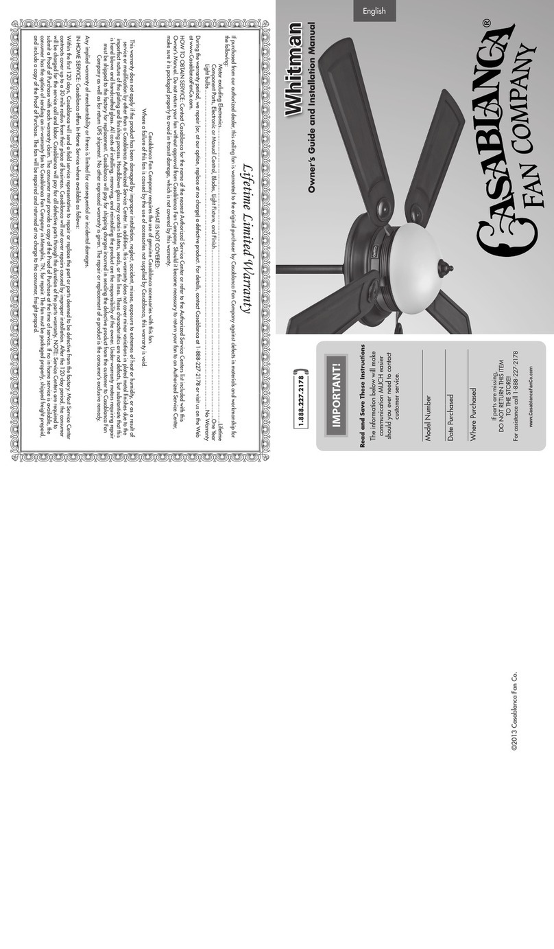 Casablanca WHITMAN Owner's guide and installation manual