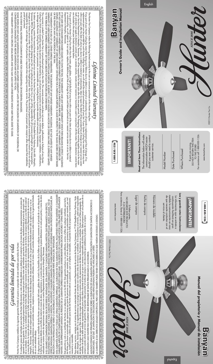Hunter Banyan Instruction manual
