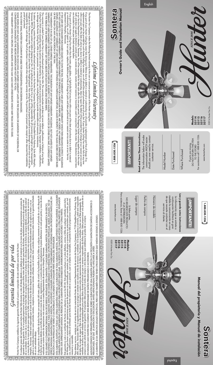 Hunter Sontera Instruction manual