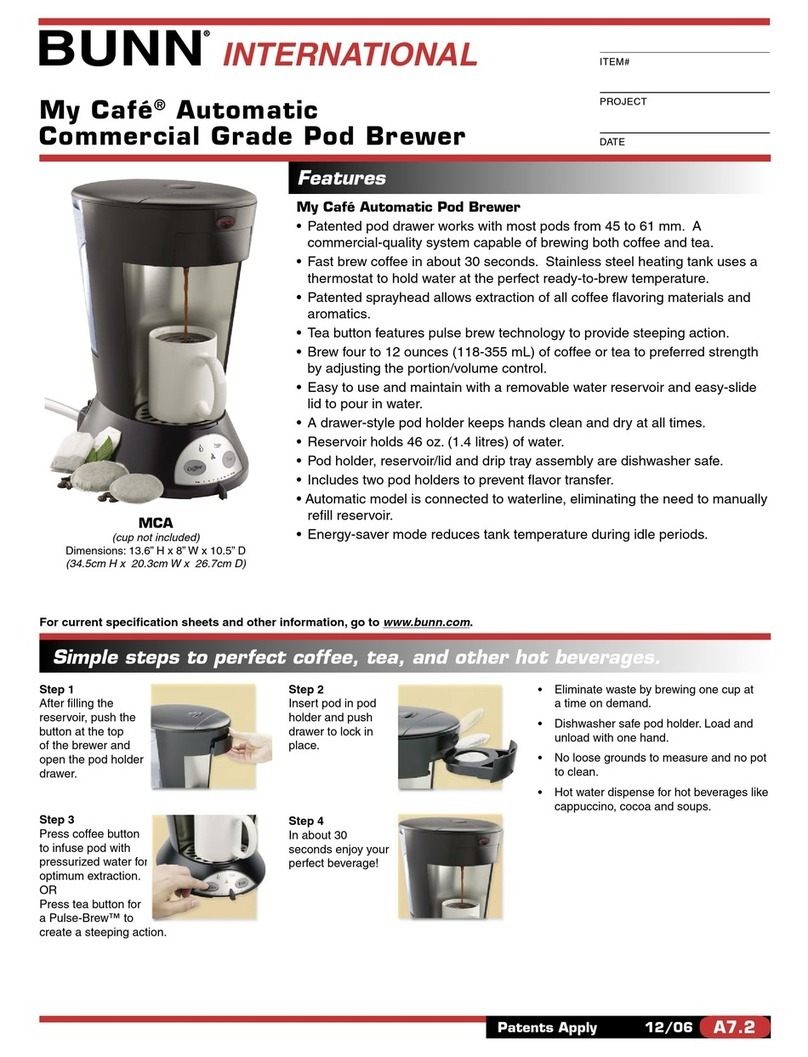 Bunn My Cafe User manual