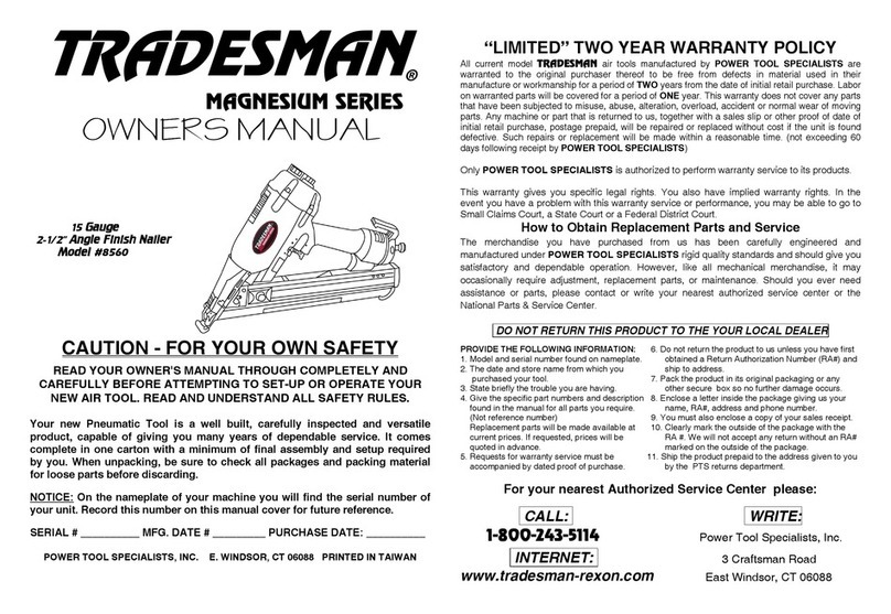 Tradesman 8560 User manual