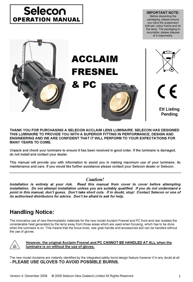 Selecon ACCLAIM FRESNEL Operation manual Selecon ACCLAIM FRESNEL Operation manual