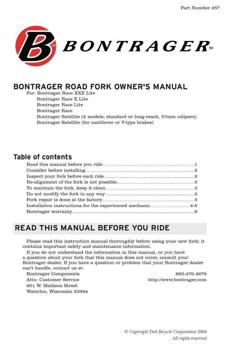 Bontrager Race X Lite User manual Bontrager Race X Lite User manual