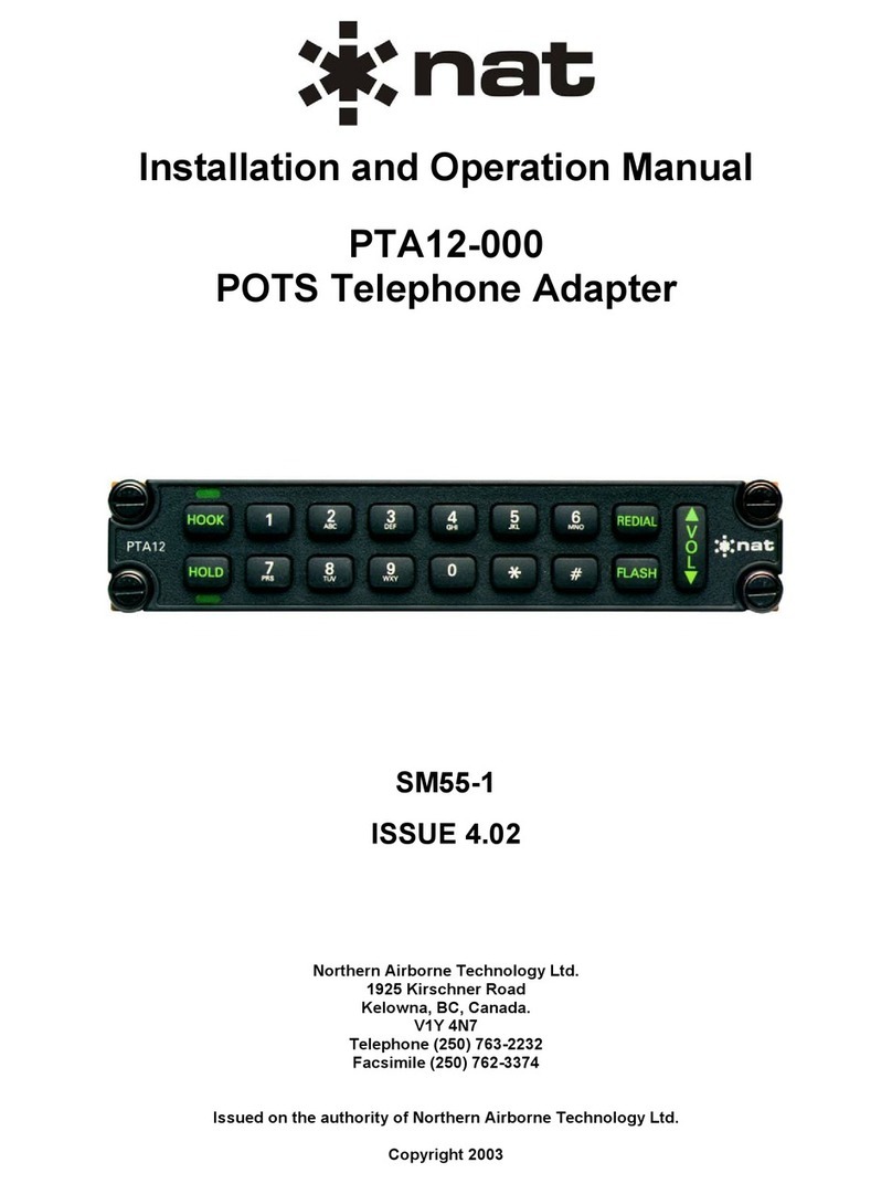 Nat PTA12-000 Installation and operation manual Nat PTA12-000 Installation and operation manual