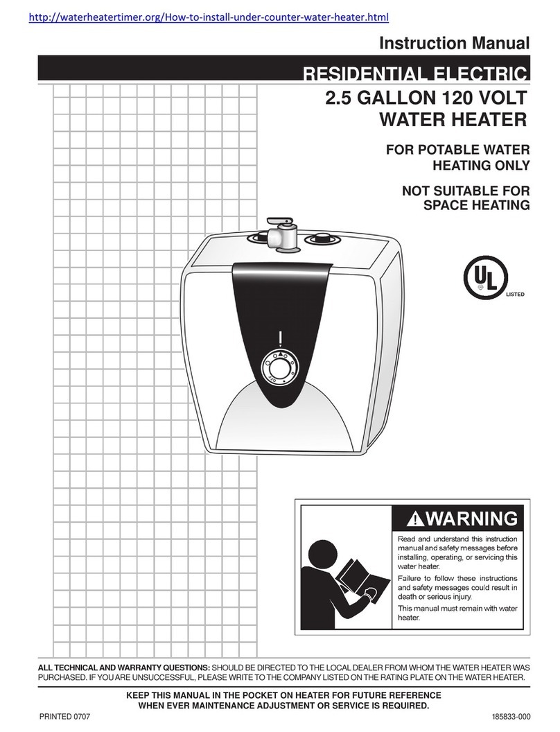 UL 2.5 Gallon 120 volt water heater User manual