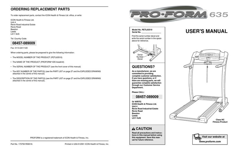 Pro-Form 635 User manual