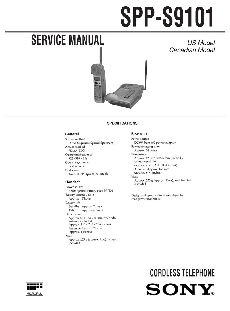 Sony SPP-S9101 - Cordless Telephone Service schematics Sony SPP-S9101 - Cordless Telephone Service schematics