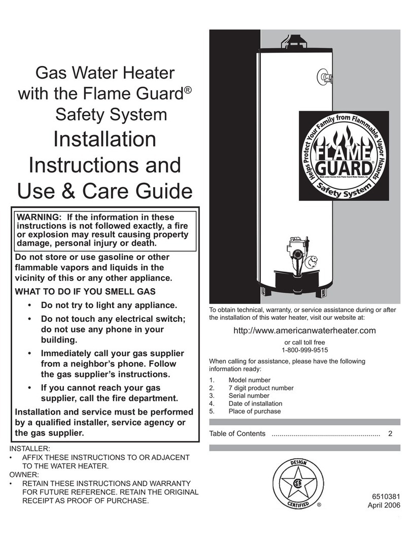American Water Heater 6510381 Installation Instructions and Use & Care Guide American Water Heater 6510381 Installation Instructions and Use & Care Guide