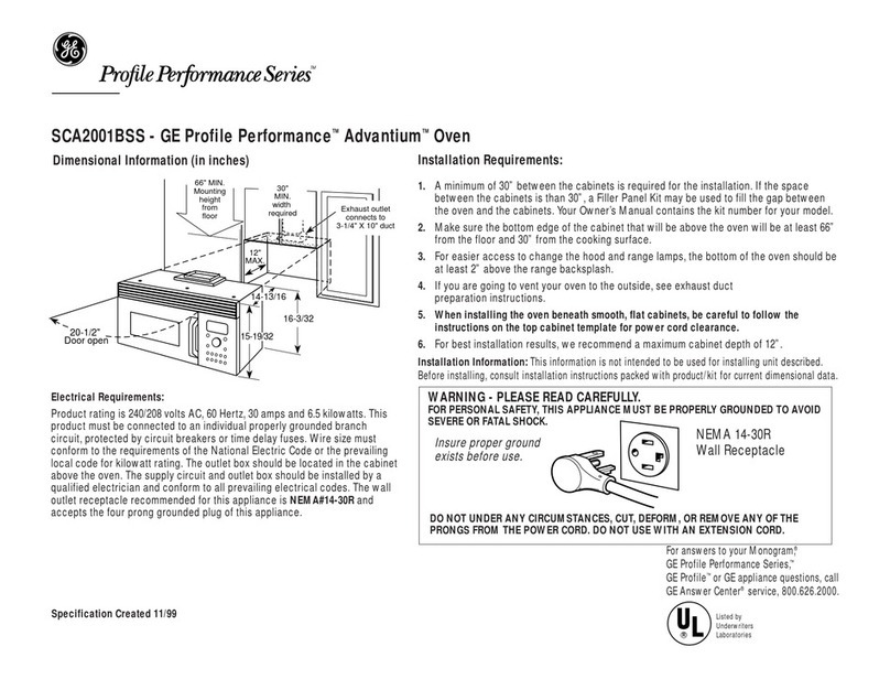 GE Profile Advantium SCA2001BSS Owner's manual