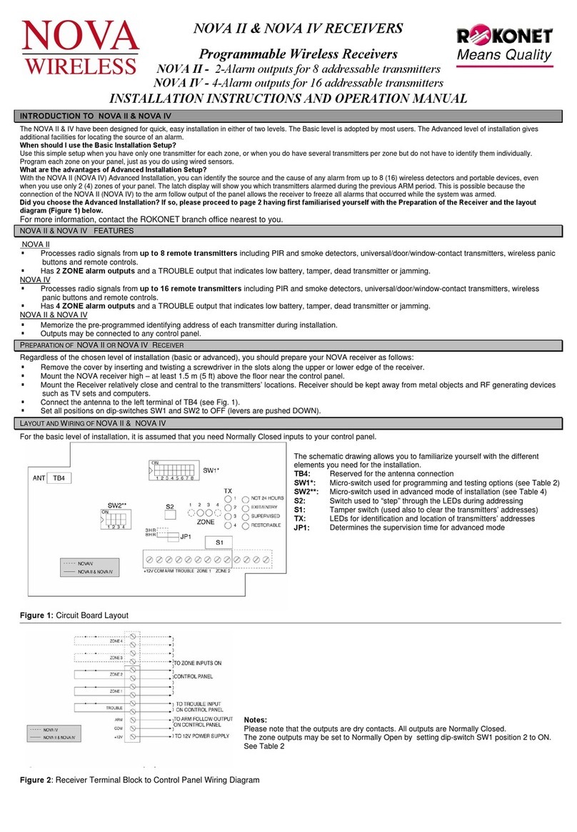 Rokonet NOVA II Installation instructions and operation manual