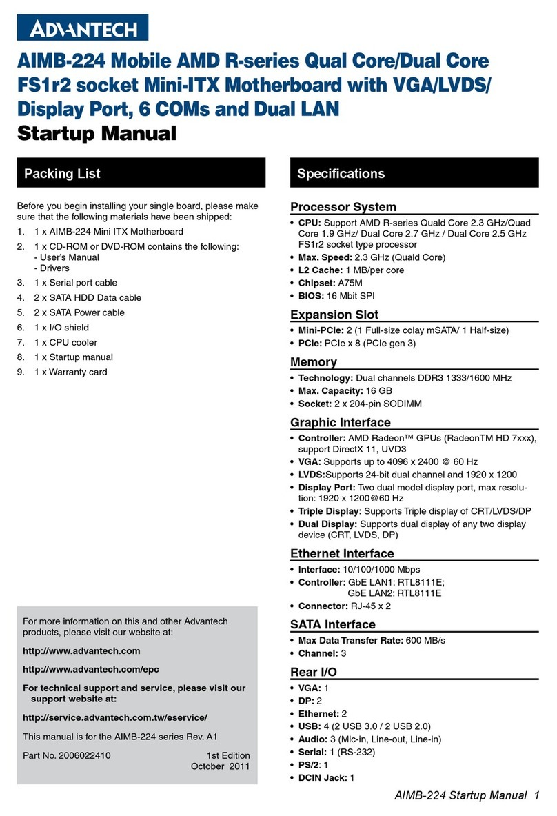 Advantech AIMB-224 Startup manual
