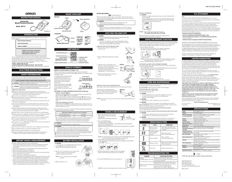 Omron BP710 User manual