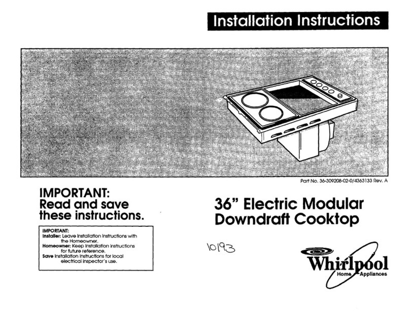 Maytag 36” Electric Modular Downdraft Cooktop installation instructions