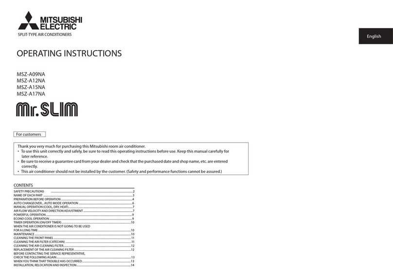 Mitsubishi Mr.Slim MSZ-A09NA User manual Mitsubishi Mr.Slim MSZ-A09NA User manual