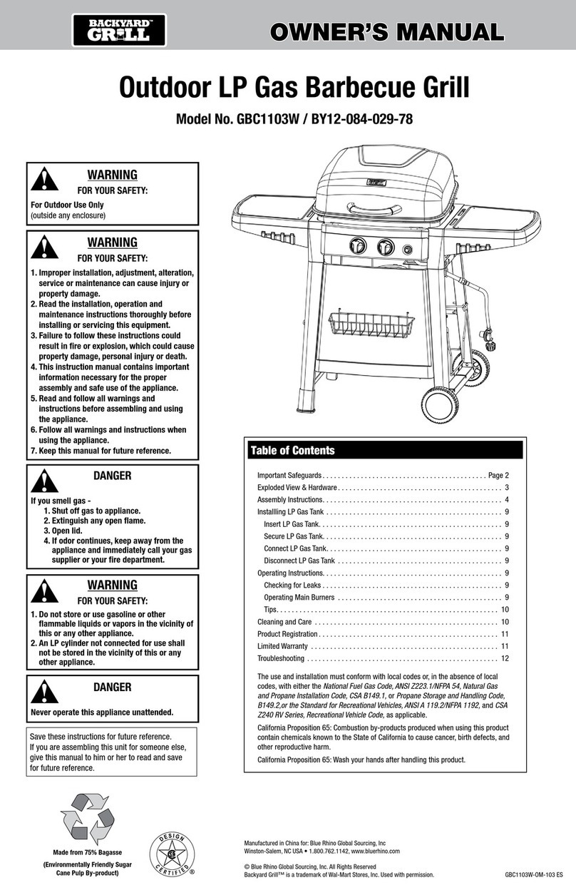 BackyardGrill GBC1103W owner's manual