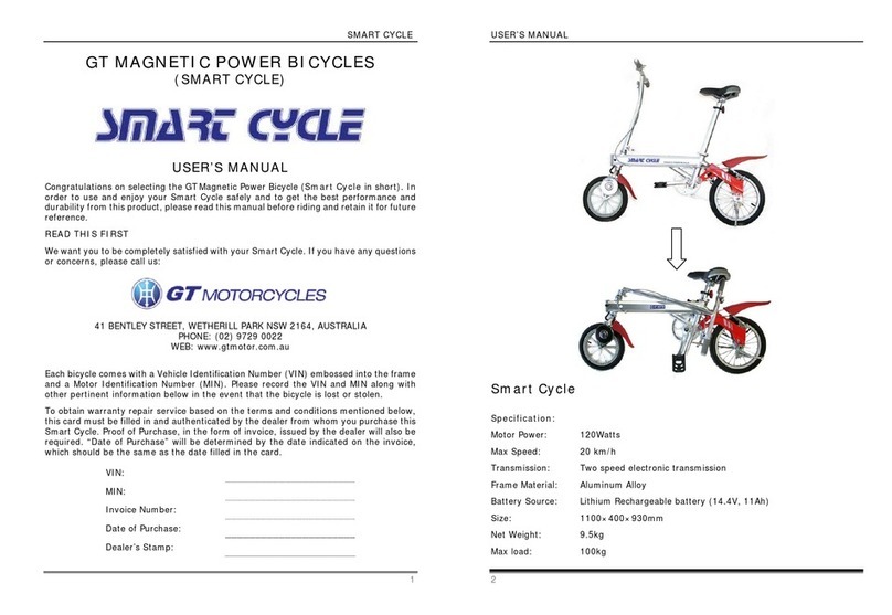 GT Motorcycles Smart cycle user manual