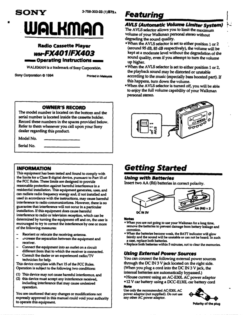 Sony Walkman WM-FX401 User manual