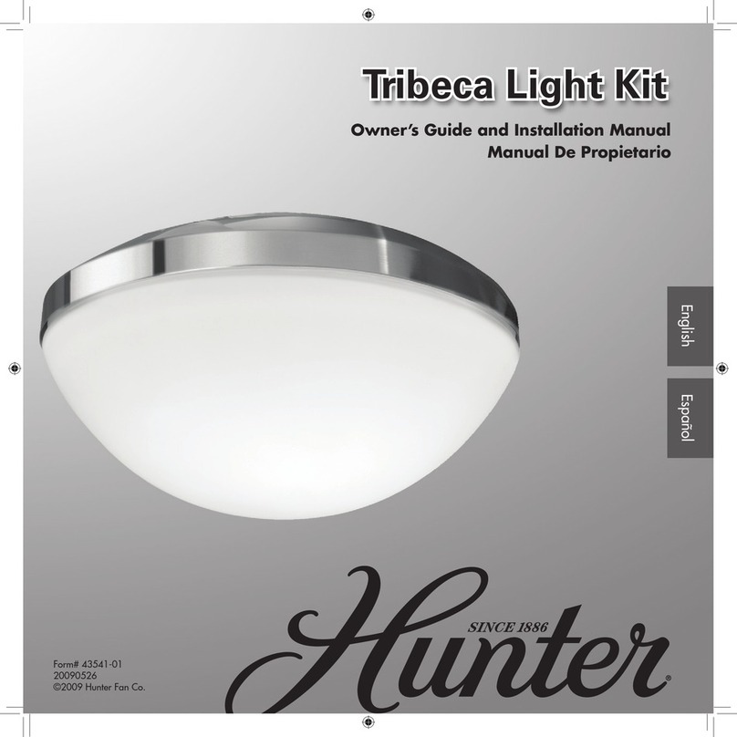 Hunter Tribeca Light Kit Tribeca Light Kit Owner's guide and installation manual