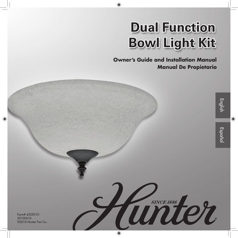 Hunter Dual Function Bowl Light Kit Owner's guide and installation manual