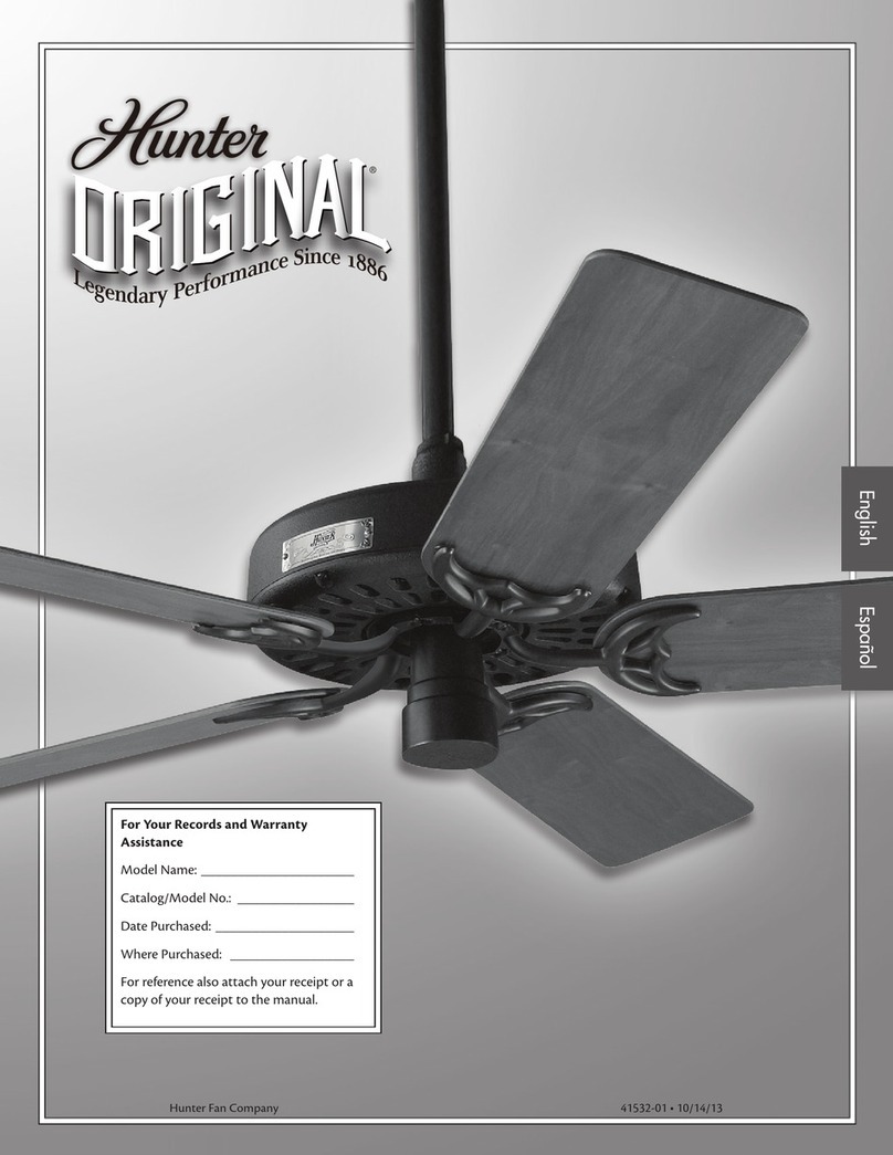 Hunter Hunter Ceiling fans Installation and operation manual