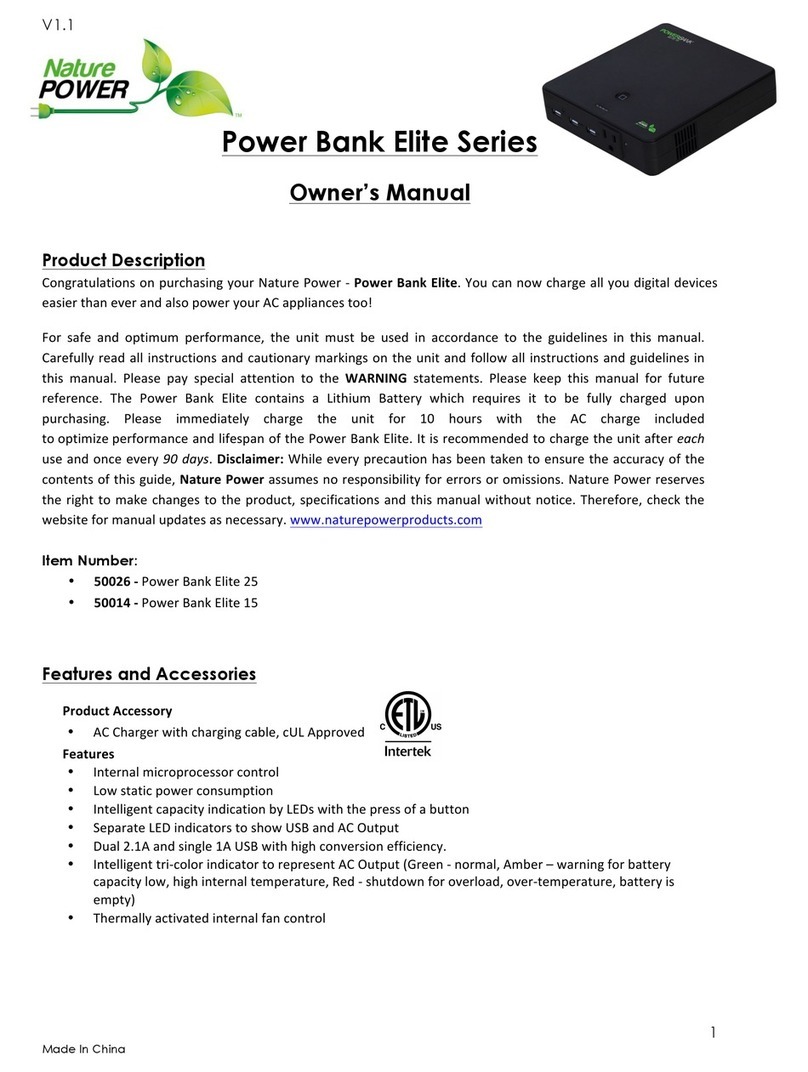 Nature Power Power Bank Elite Series owner's manual