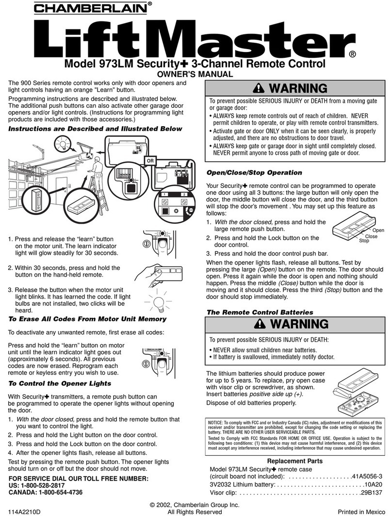 Chamberlain LiftMaster Security+ 973LM User manual