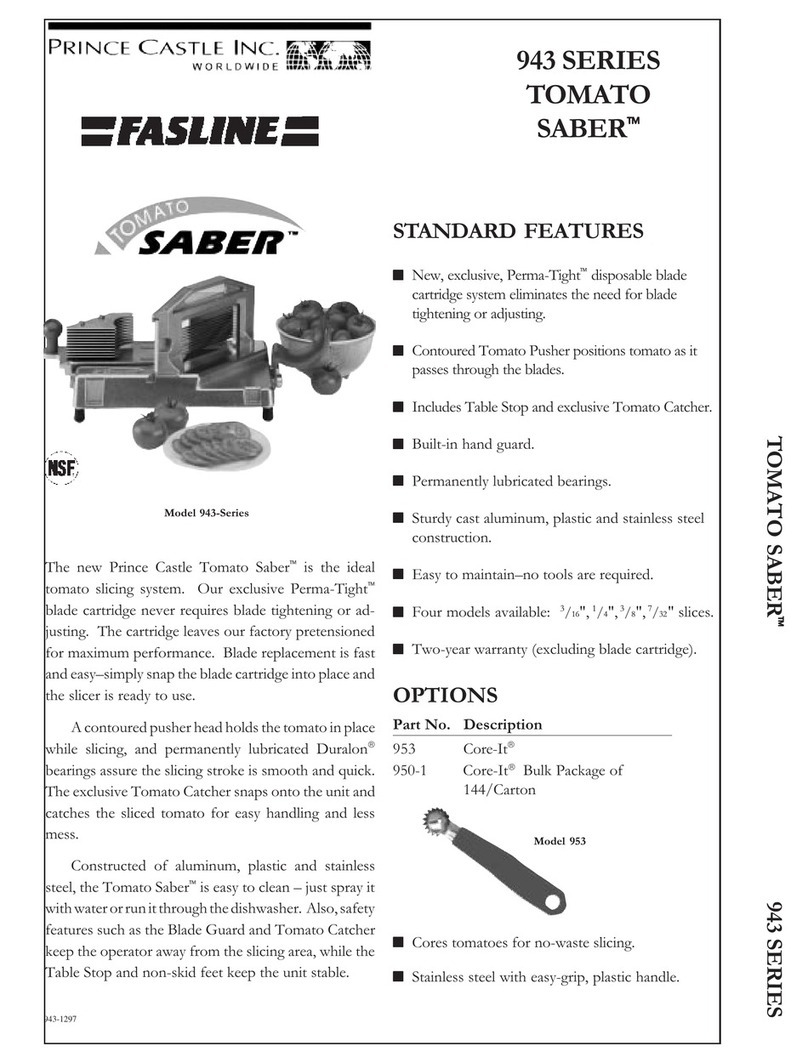 Prince Castle 943-A Specifications Prince Castle 943-A Specifications