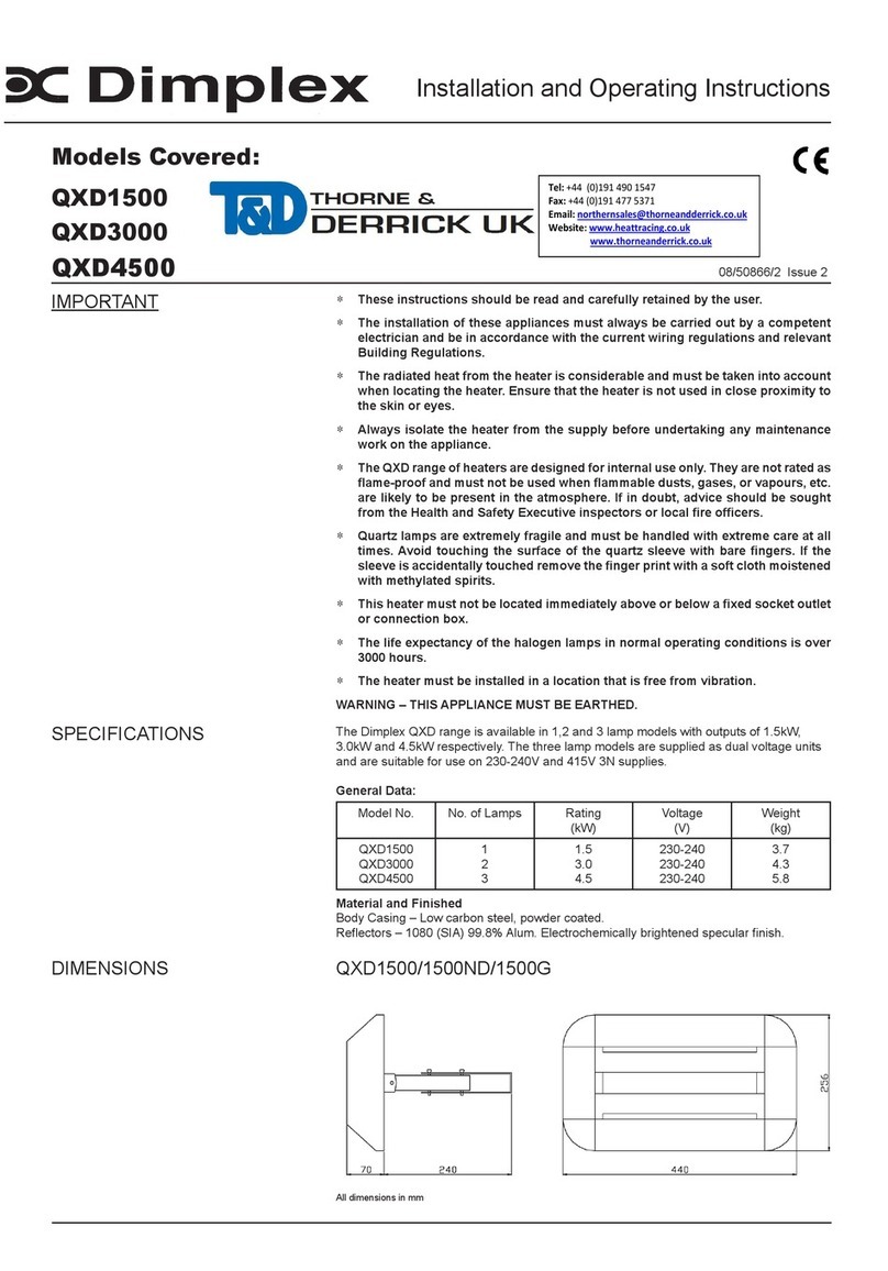 Dimplex QXD1500 Installation and operating instructions Dimplex QXD1500 Installation and operating instructions