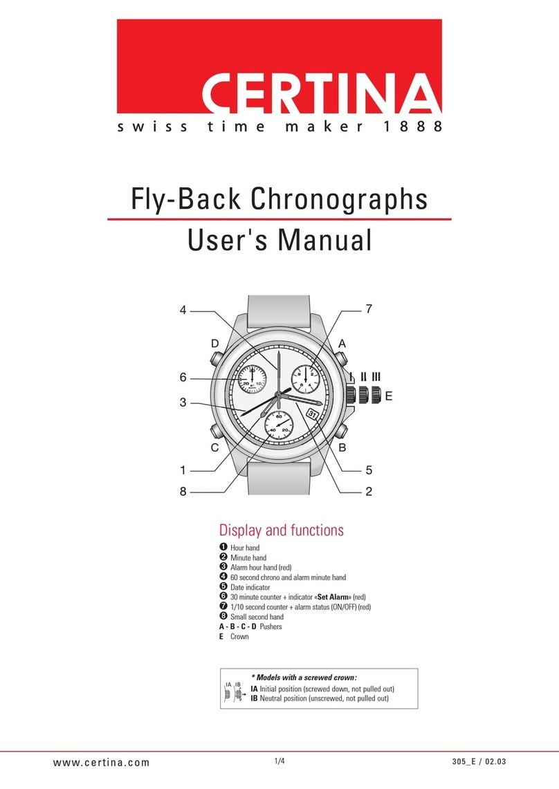 Certina Fly-Back Chronographs user manual