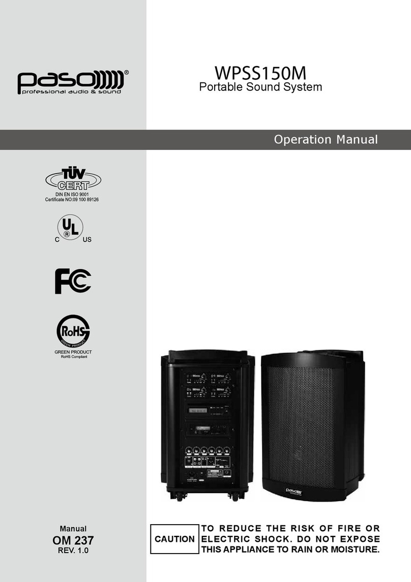 Paso Sound Products WPSS150M Operation manual