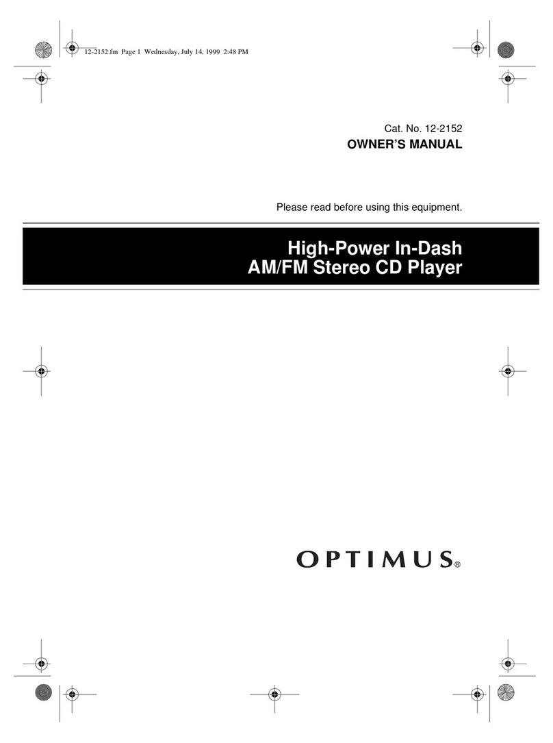 Optimus High-Power In-Dash AM/FM Stereo CD Player owner's manual
