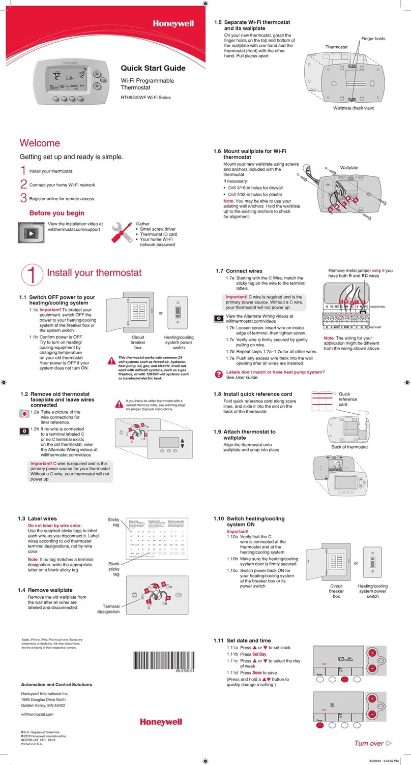 Honeywell RTH6500WF Wi-Fi Series User manual Honeywell RTH6500WF Wi-Fi Series User manual