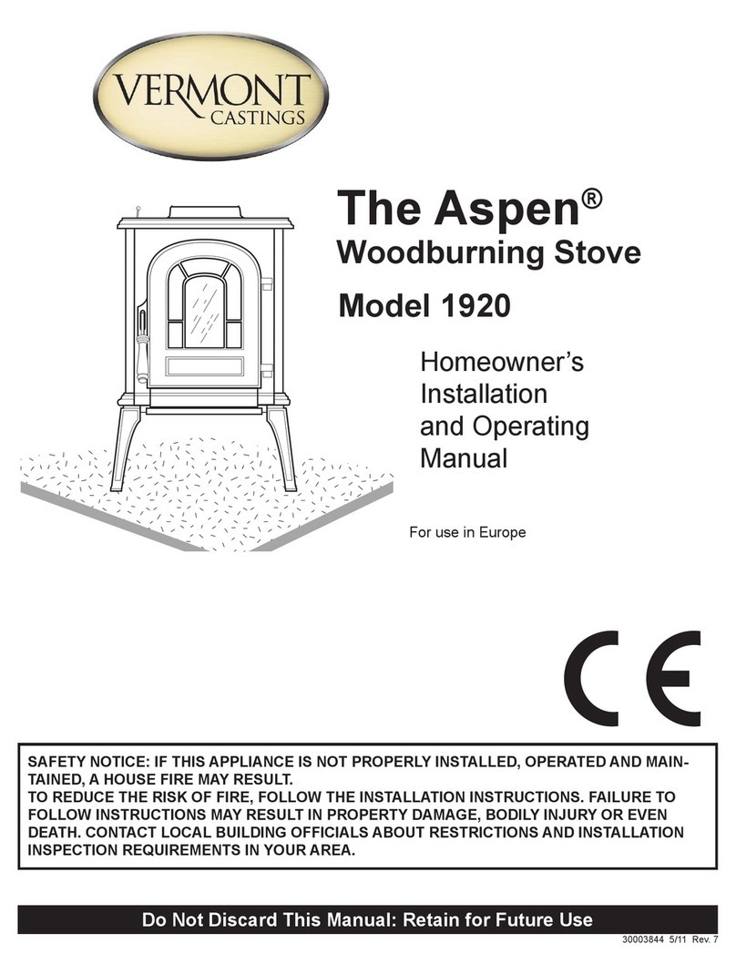 Vermont Castings The Aspen 1920 Homeowner's installation and operating manual
